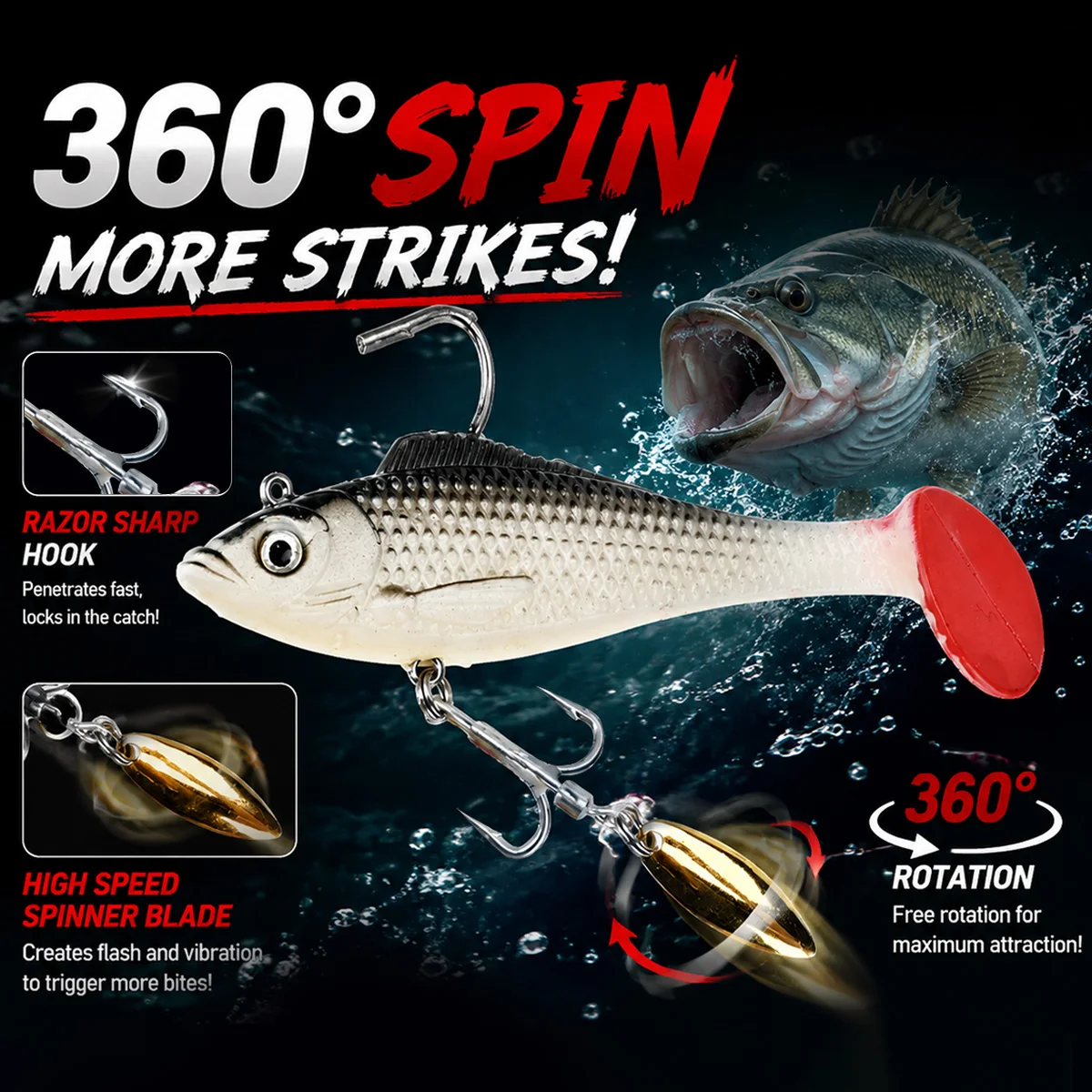 ميريديث طُعم دوّار 10 سم 12 سم - مراجعة Fishing Lure Blade Bait وسعره